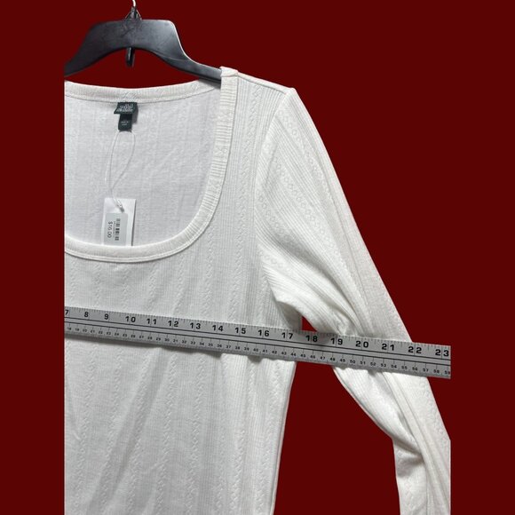 Wild Fable - Women's Long Sleeve Pointelle T-Shirt - White - XXL - Picture 3 of 12